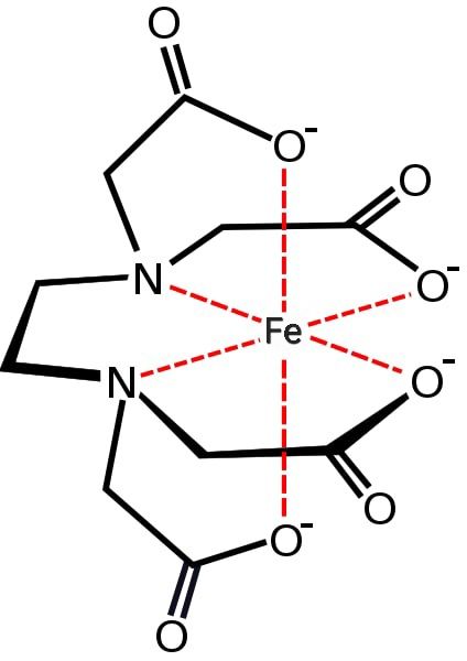 Fе+2 ionining etilendia­min tetrasirka kislota (EDTSK ) bilan hosil qilgan birikmasining fazoviy tuzilishi.